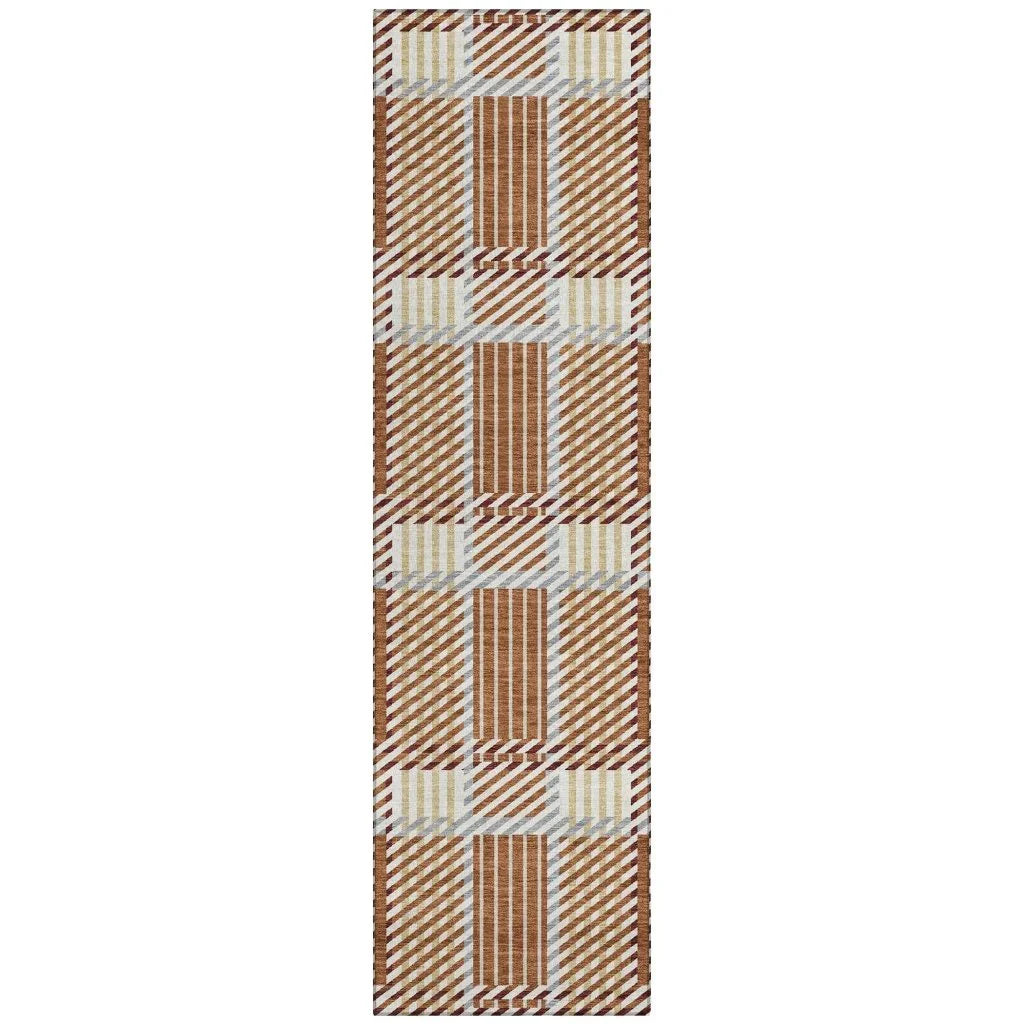 Lunara Orange Washable Indoor-Outdoor Rug-Outdoor Rugs-LOOMLAN Rugs-2'3" x 7'6"-LOOMLAN