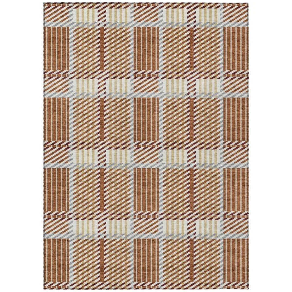 Lunara Orange Washable Indoor-Outdoor Rug-Outdoor Rugs-LOOMLAN Rugs-2'6" x 3'10"-LOOMLAN