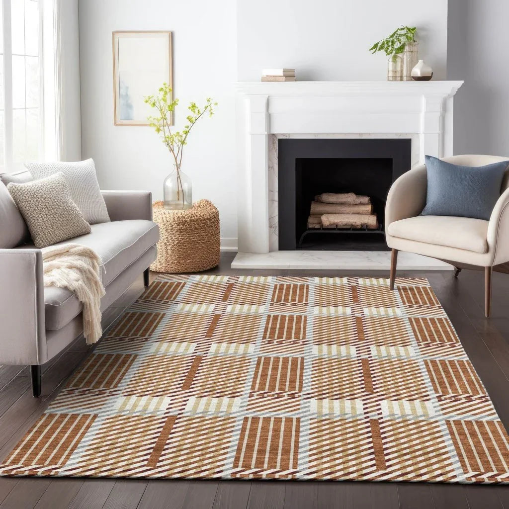 Lunara Orange Washable Indoor-Outdoor Rug-Outdoor Rugs-LOOMLAN Rugs-LOOMLAN