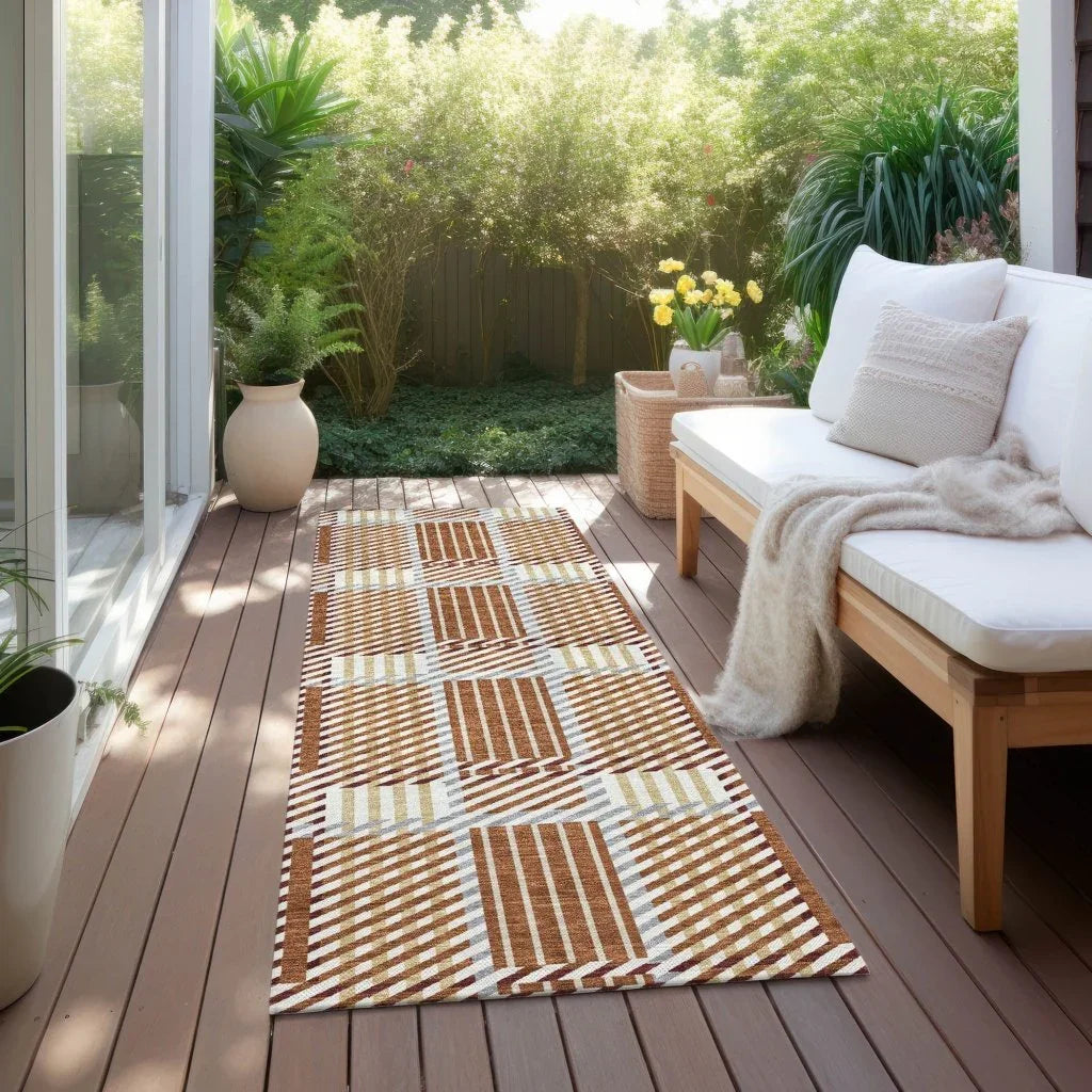 Lunara Orange Washable Indoor-Outdoor Rug-Outdoor Rugs-LOOMLAN Rugs-LOOMLAN