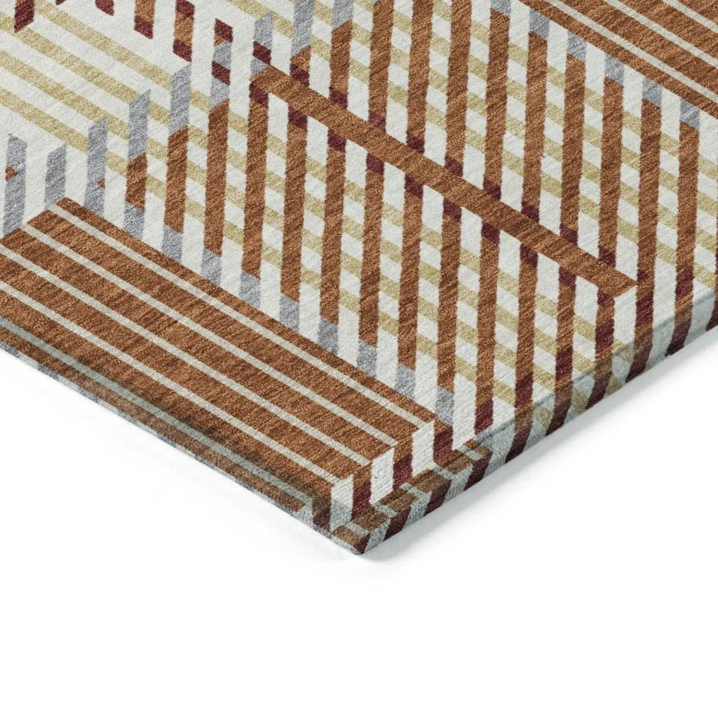 Lunara Orange Washable Indoor-Outdoor Rug-Outdoor Rugs-LOOMLAN Rugs-LOOMLAN