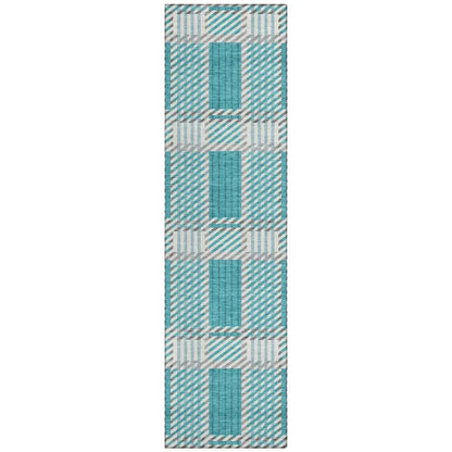 Lunara Teal Washable Indoor-Outdoor Rug-Outdoor Rugs-LOOMLAN Rugs-2'3" x 7'6"-LOOMLAN