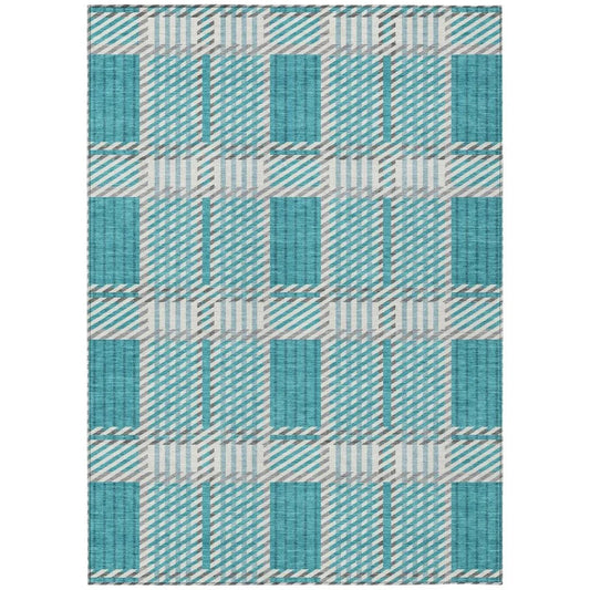 Lunara Teal Washable Indoor-Outdoor Rug-Outdoor Rugs-LOOMLAN Rugs-2'6" x 3'10"-LOOMLAN
