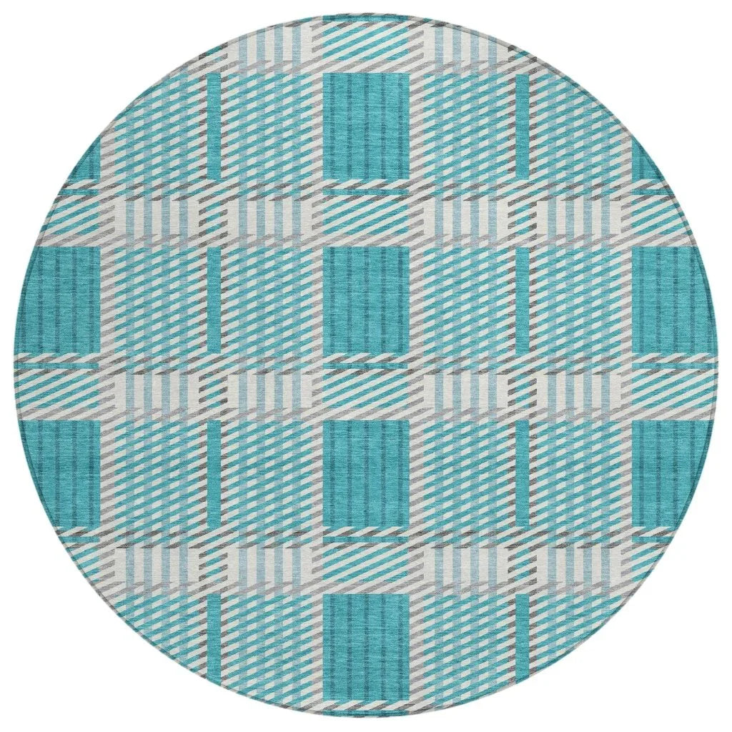 Lunara Teal Washable Indoor-Outdoor Rug-Outdoor Rugs-LOOMLAN Rugs-8' x 8'-LOOMLAN