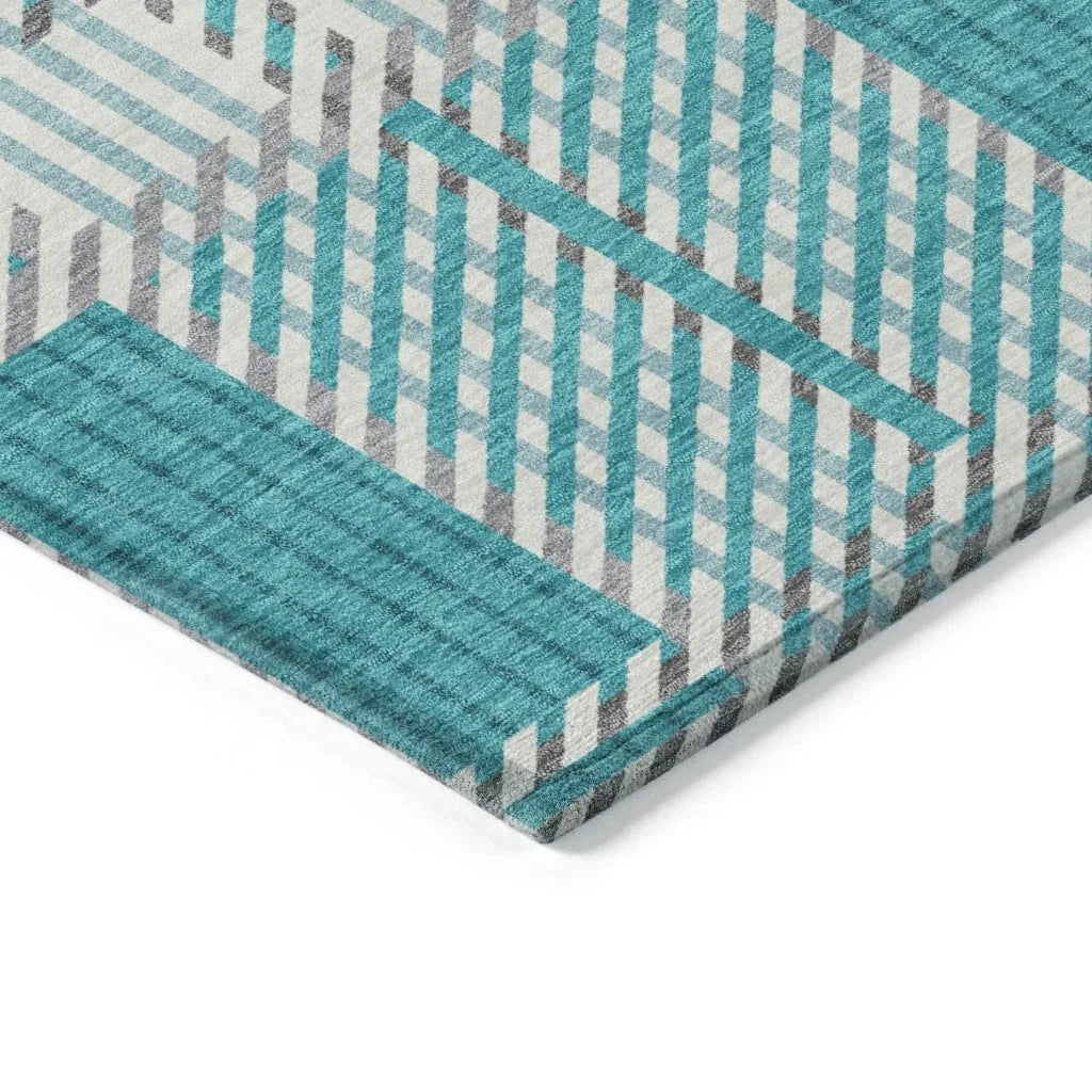 Lunara Teal Washable Indoor-Outdoor Rug-Outdoor Rugs-LOOMLAN Rugs-LOOMLAN