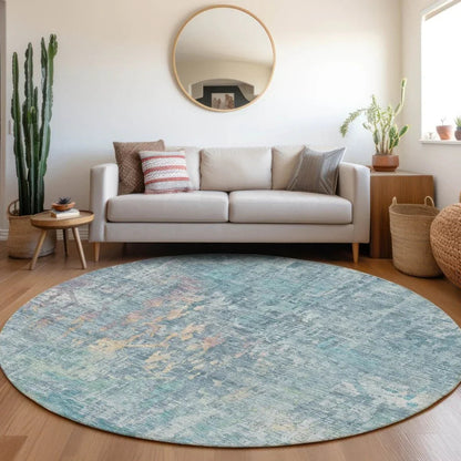 Lunisse Blue Washable Indoor - Outdoor Rug - LOOMLAN - LOOMLAN Rugs - Outdoor Rugs