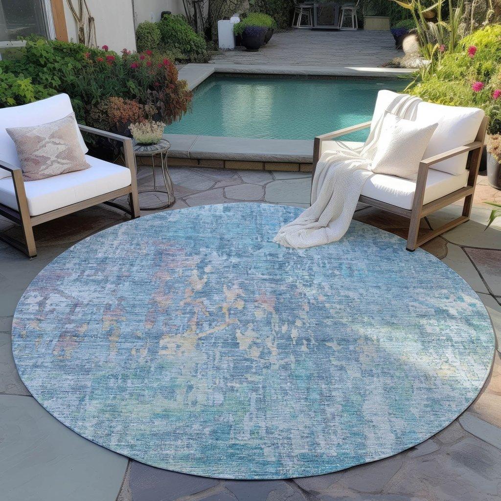 Lunisse Blue Washable Indoor - Outdoor Rug - LOOMLAN - LOOMLAN Rugs - Outdoor Rugs