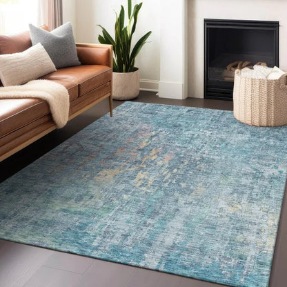 Lunisse Blue Washable Indoor - Outdoor Rug - LOOMLAN - LOOMLAN Rugs - Outdoor Rugs