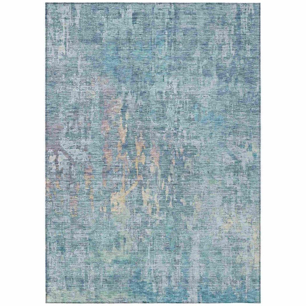 Lunisse Blue Washable Indoor - Outdoor Rug - LOOMLAN - LOOMLAN Rugs - Outdoor Rugs