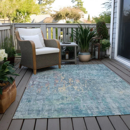 Lunisse Blue Washable Indoor - Outdoor Rug - LOOMLAN - LOOMLAN Rugs - Outdoor Rugs