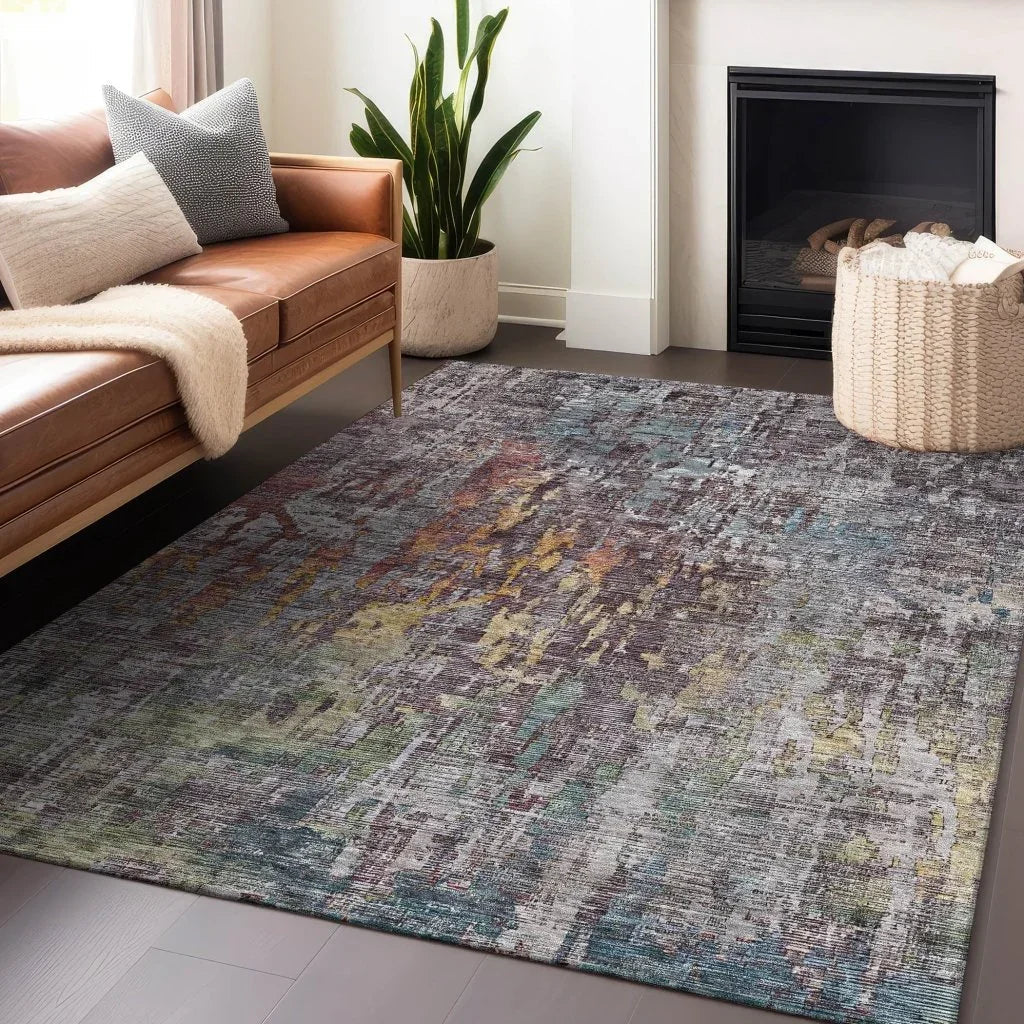 Lunisse Gray Washable Indoor - Outdoor Rug - LOOMLAN - LOOMLAN Rugs - Outdoor Rugs