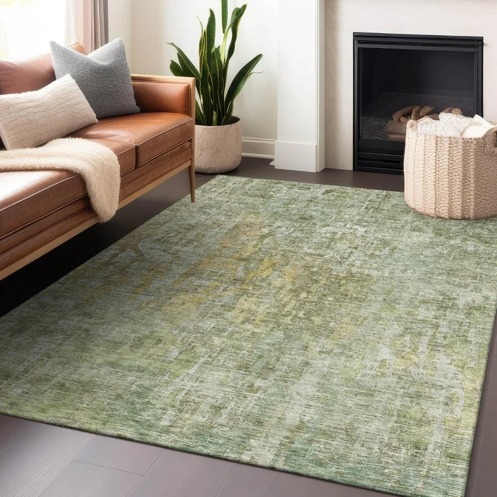 Lunisse Green Washable Indoor - Outdoor Rug - LOOMLAN - LOOMLAN Rugs - Outdoor Rugs