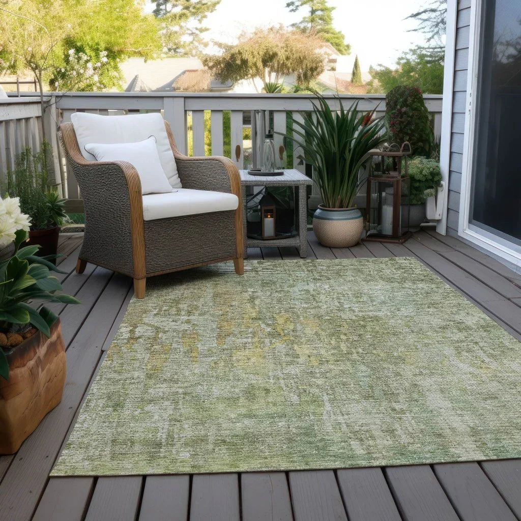 Lunisse Green Washable Indoor - Outdoor Rug - LOOMLAN - LOOMLAN Rugs - Outdoor Rugs
