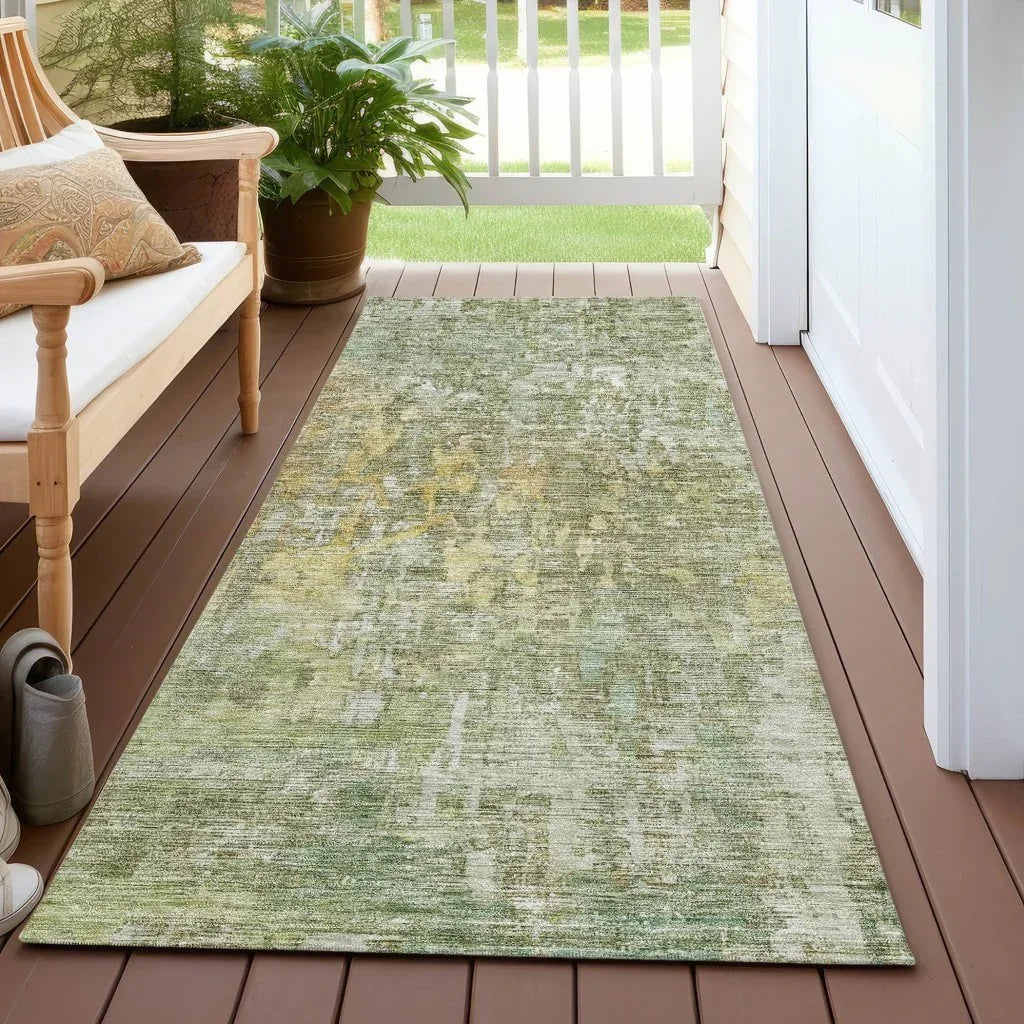 Lunisse Green Washable Indoor - Outdoor Rug - LOOMLAN - LOOMLAN Rugs - Outdoor Rugs