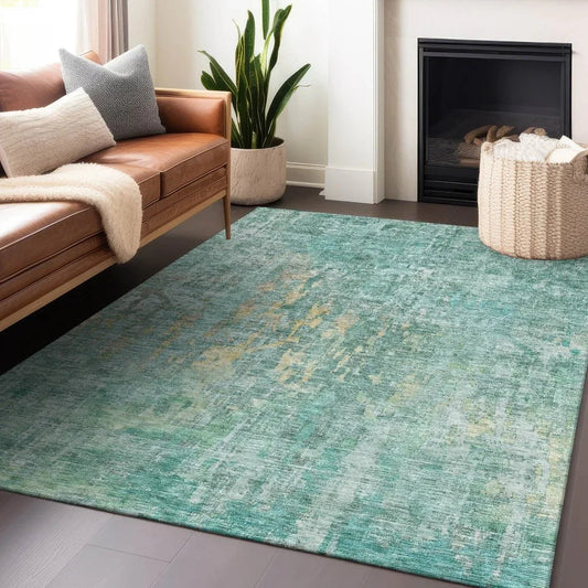 Lunisse Teal Washable Indoor - Outdoor Rug - LOOMLAN - LOOMLAN Rugs - Outdoor Rugs
