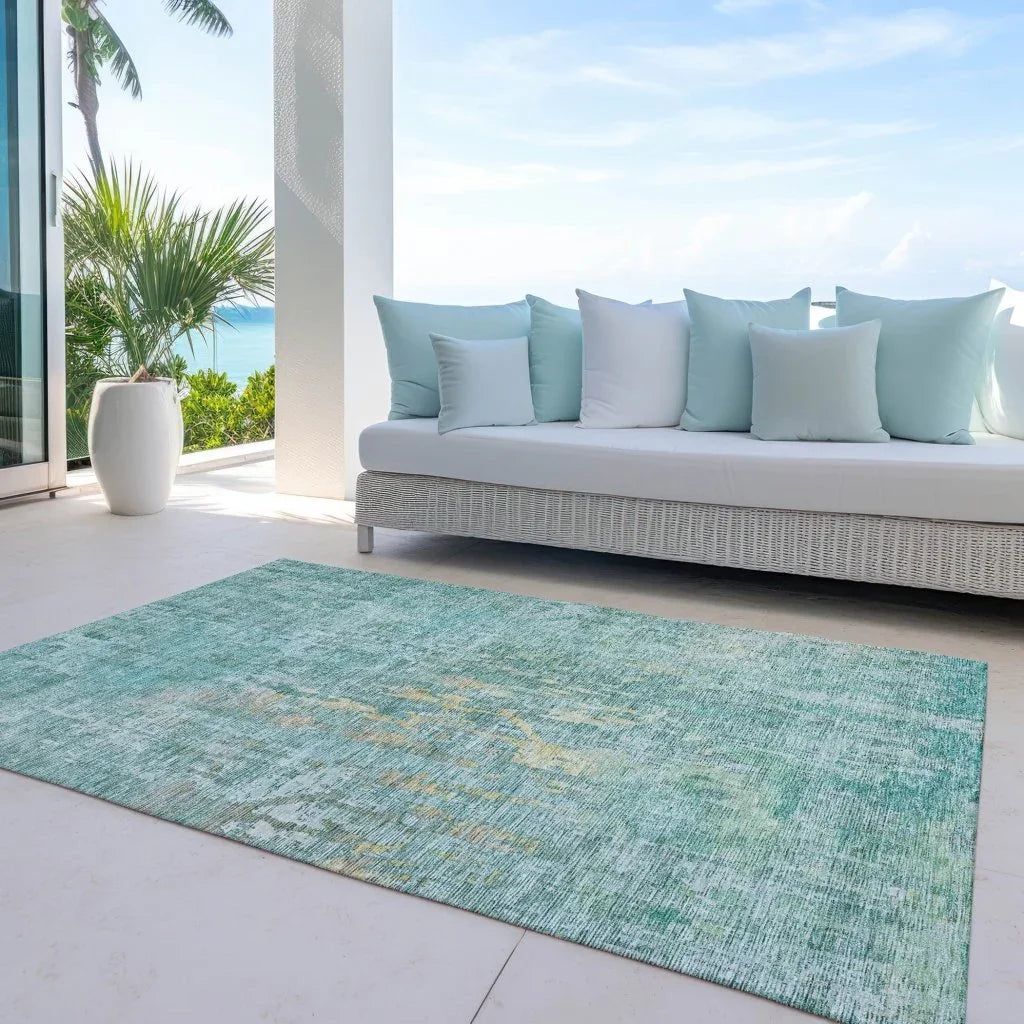 Lunisse Teal Washable Indoor - Outdoor Rug - LOOMLAN - LOOMLAN Rugs - Outdoor Rugs