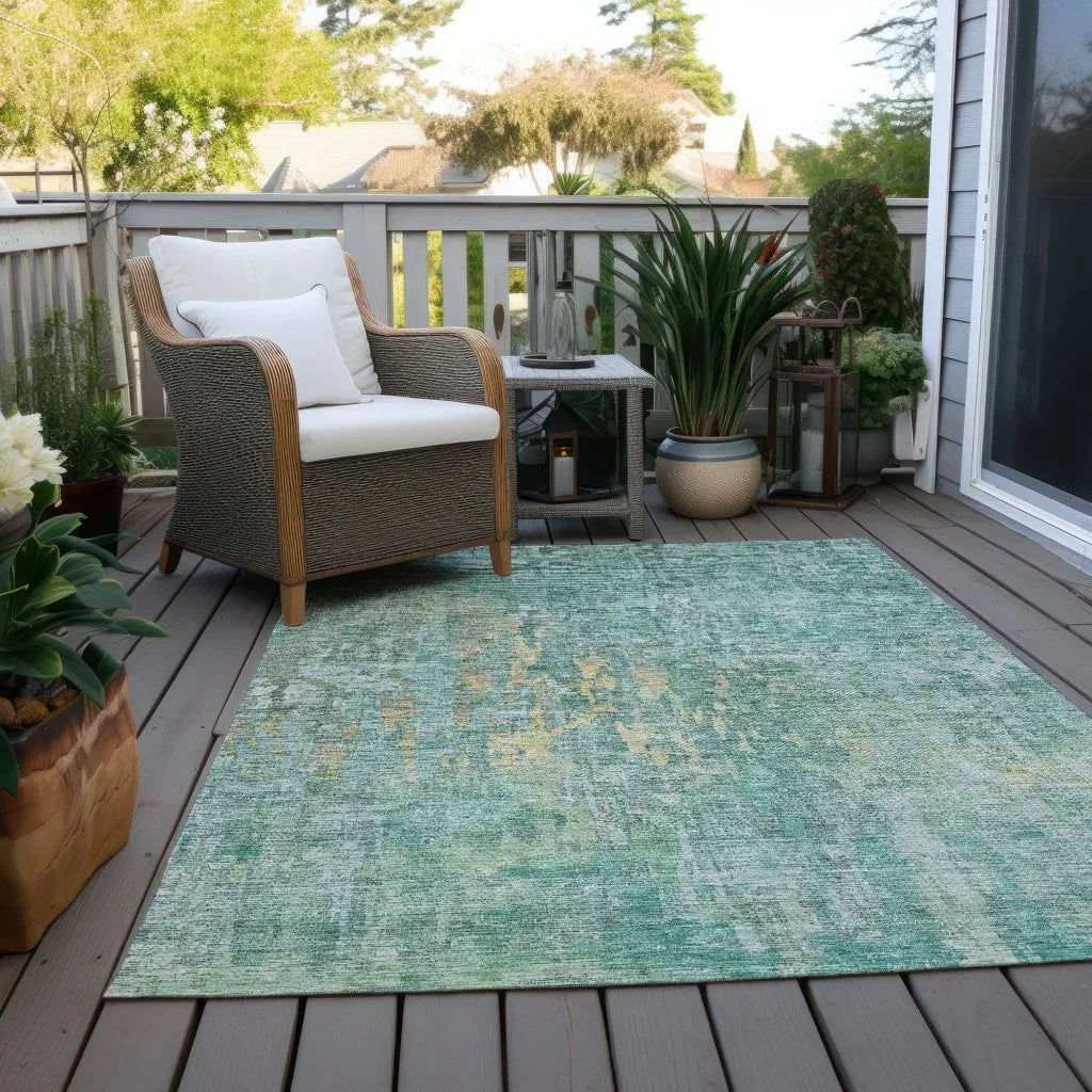 Lunisse Teal Washable Indoor - Outdoor Rug - LOOMLAN - LOOMLAN Rugs - Outdoor Rugs