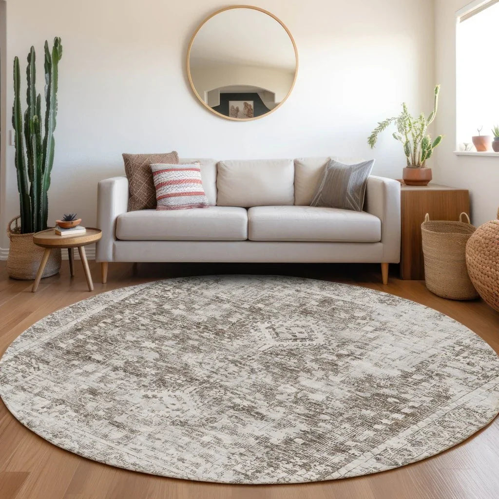 Lurea Brown Washable Indoor - Outdoor Rug - LOOMLAN - LOOMLAN Rugs - Outdoor Rugs