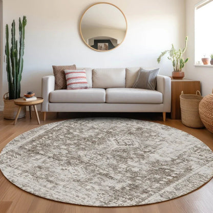 Lurea Brown Washable Indoor - Outdoor Rug - LOOMLAN - LOOMLAN Rugs - Outdoor Rugs