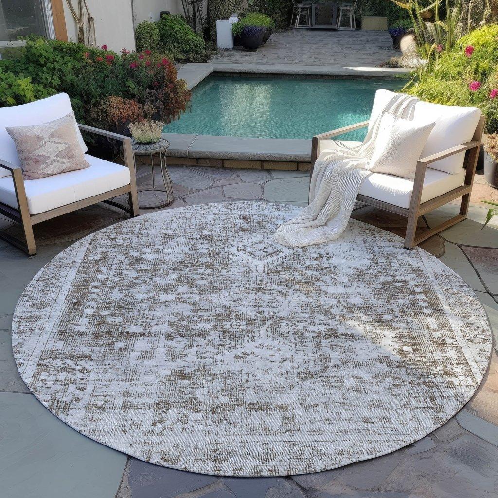 Lurea Brown Washable Indoor - Outdoor Rug - LOOMLAN - LOOMLAN Rugs - Outdoor Rugs