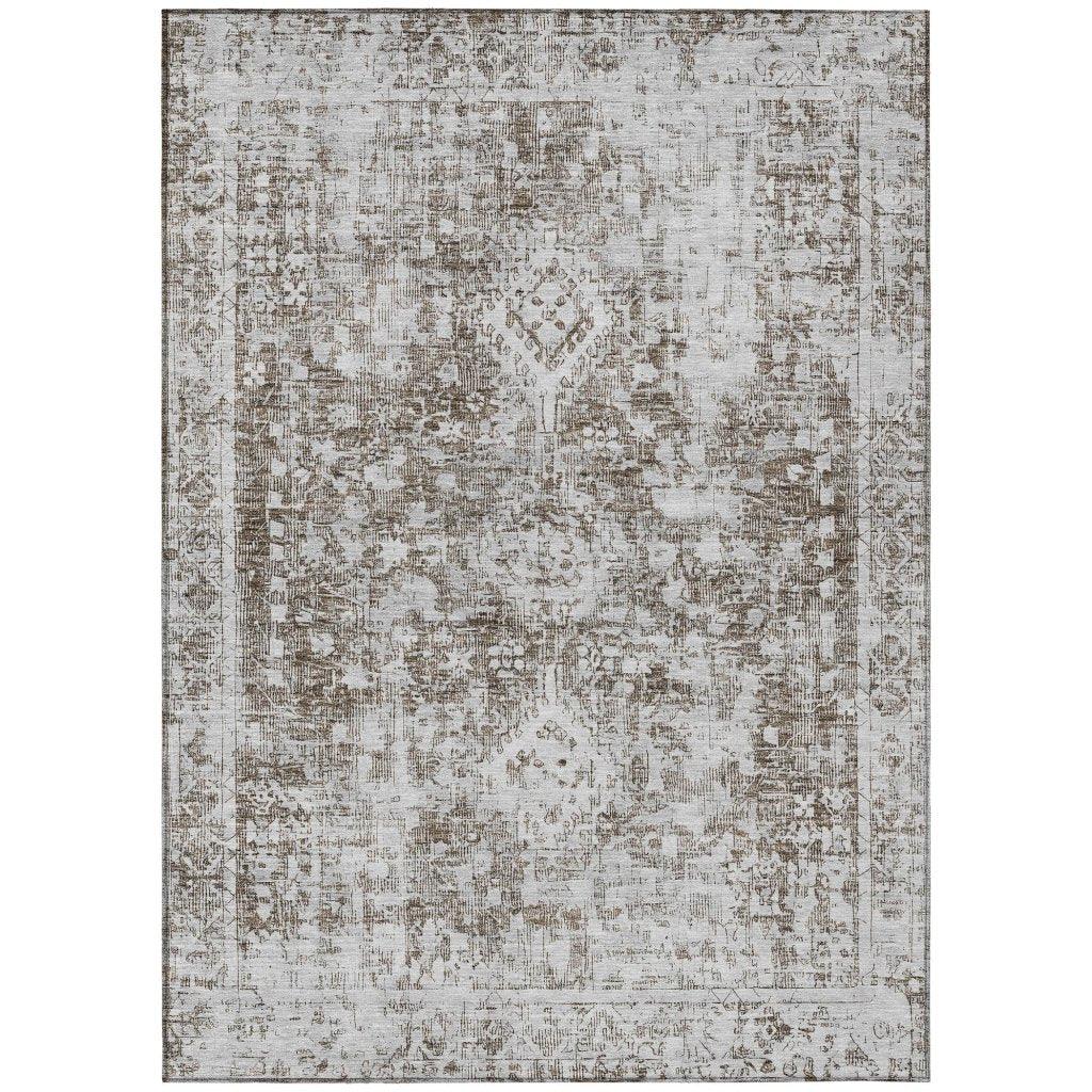Lurea Brown Washable Indoor - Outdoor Rug - LOOMLAN - LOOMLAN Rugs - Outdoor Rugs