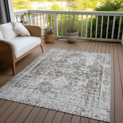 Lurea Brown Washable Indoor - Outdoor Rug - LOOMLAN - LOOMLAN Rugs - Outdoor Rugs