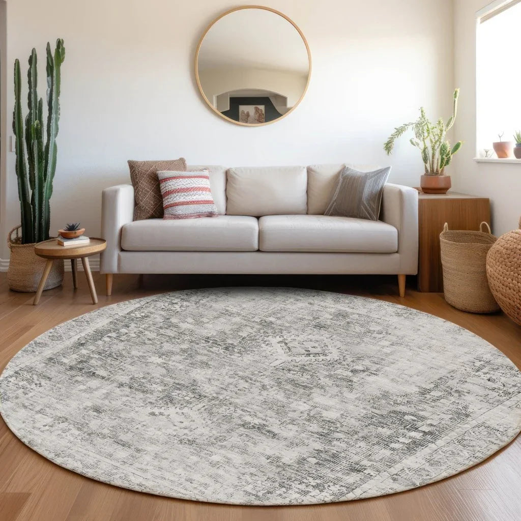 Lurea Gray Washable Indoor - Outdoor Rug - LOOMLAN - LOOMLAN Rugs - Outdoor Rugs
