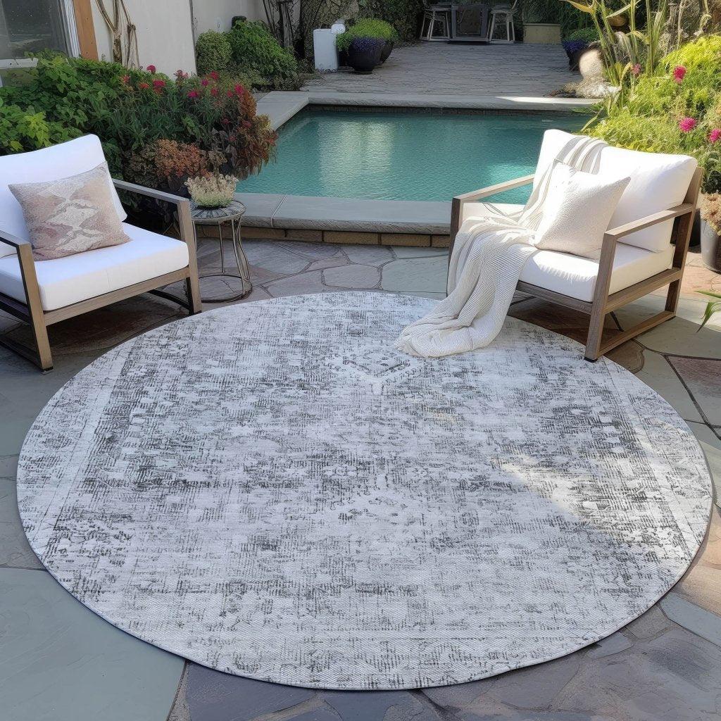 Lurea Gray Washable Indoor - Outdoor Rug - LOOMLAN - LOOMLAN Rugs - Outdoor Rugs