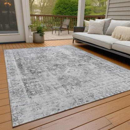 Lurea Gray Washable Indoor - Outdoor Rug - LOOMLAN - LOOMLAN Rugs - Outdoor Rugs