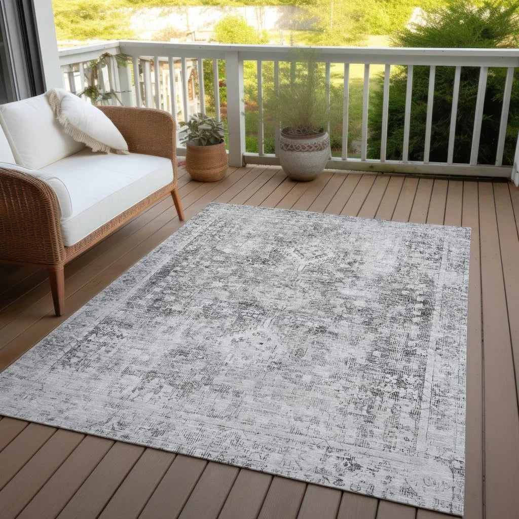 Lurea Gray Washable Indoor - Outdoor Rug - LOOMLAN - LOOMLAN Rugs - Outdoor Rugs