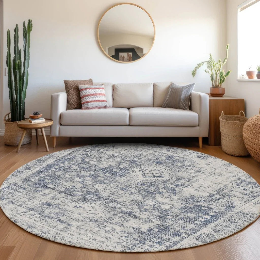 Lurea Navy Washable Indoor - Outdoor Rug - LOOMLAN - LOOMLAN Rugs - Outdoor Rugs