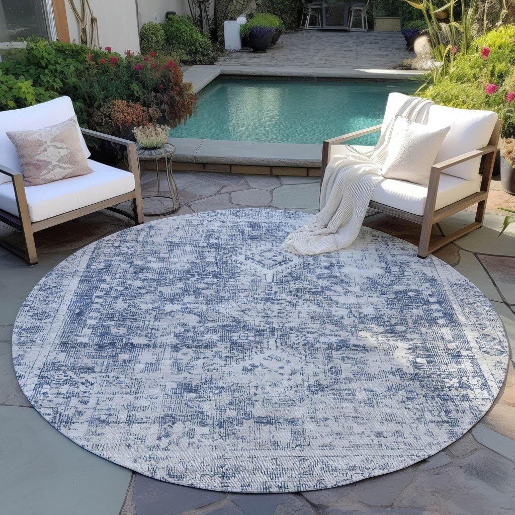 Lurea Navy Washable Indoor - Outdoor Rug - LOOMLAN - LOOMLAN Rugs - Outdoor Rugs