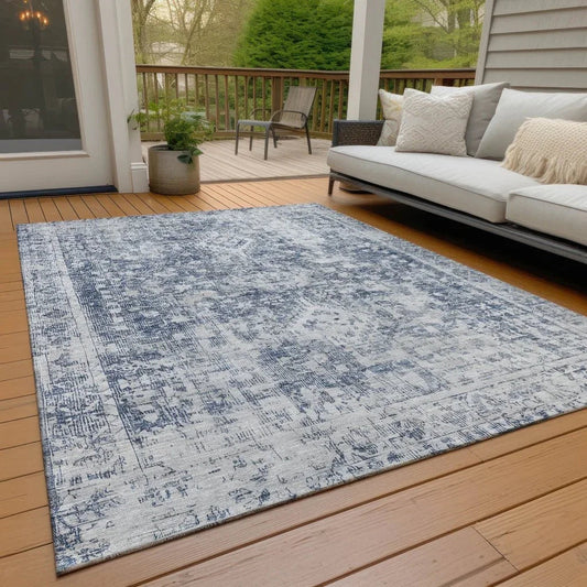 Lurea Navy Washable Indoor - Outdoor Rug - LOOMLAN - LOOMLAN Rugs - Outdoor Rugs