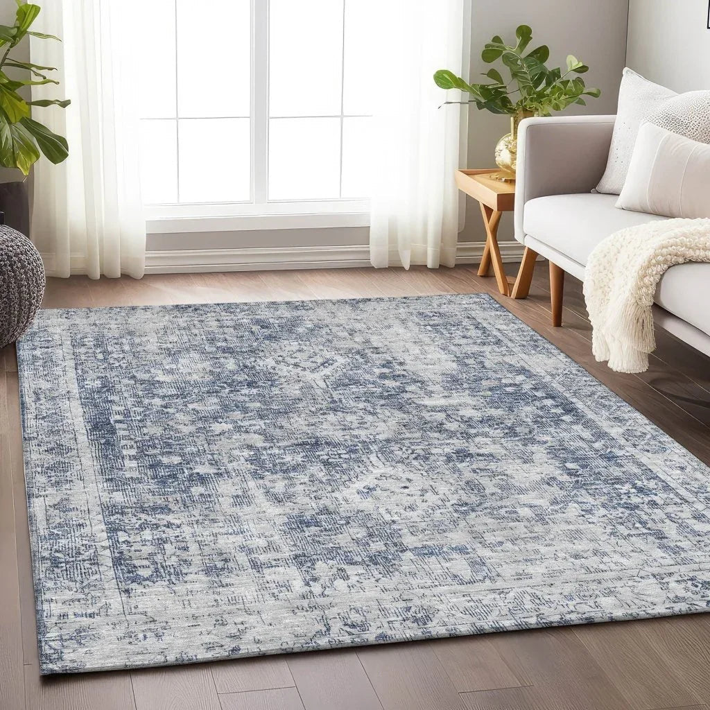 Lurea Navy Washable Indoor - Outdoor Rug - LOOMLAN - LOOMLAN Rugs - Outdoor Rugs