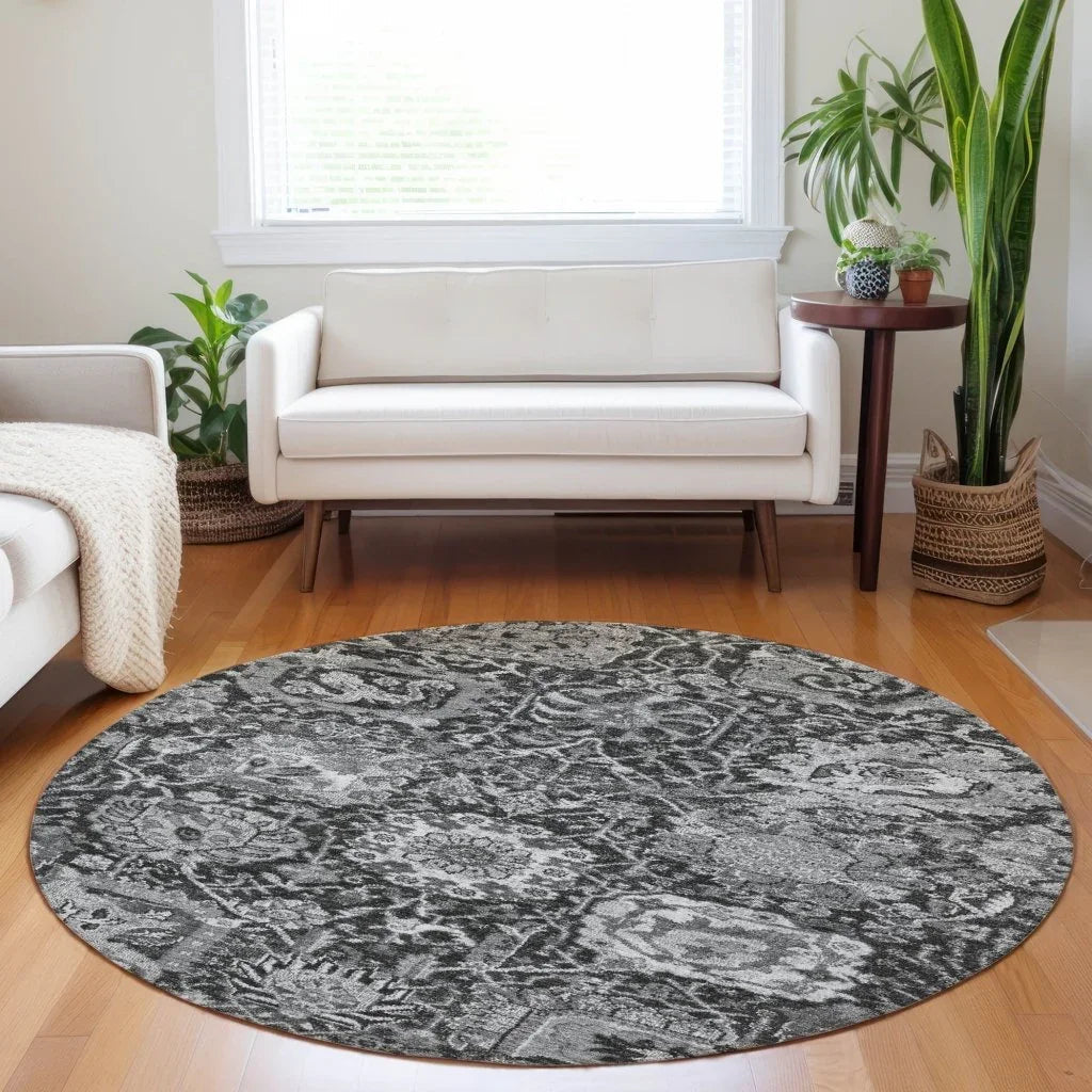 Lureva Gray Washable Indoor - Outdoor Rug - LOOMLAN - LOOMLAN Rugs - Outdoor Rugs