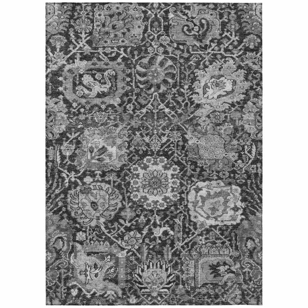 Lureva Gray Washable Indoor - Outdoor Rug - LOOMLAN - LOOMLAN Rugs - Outdoor Rugs