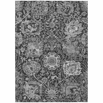 Lureva Gray Washable Indoor - Outdoor Rug - LOOMLAN - LOOMLAN Rugs - Outdoor Rugs