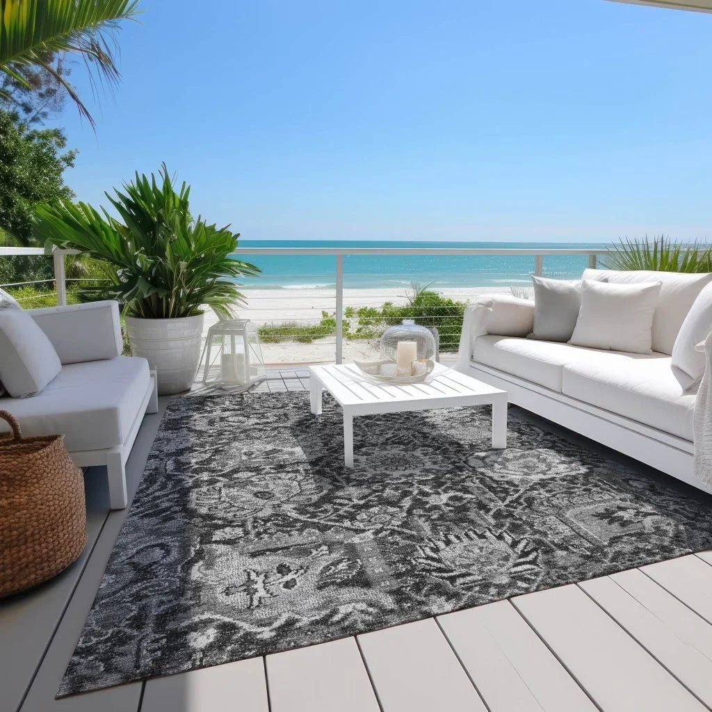 Lureva Gray Washable Indoor - Outdoor Rug - LOOMLAN - LOOMLAN Rugs - Outdoor Rugs