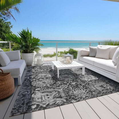 Lureva Gray Washable Indoor - Outdoor Rug - LOOMLAN - LOOMLAN Rugs - Outdoor Rugs