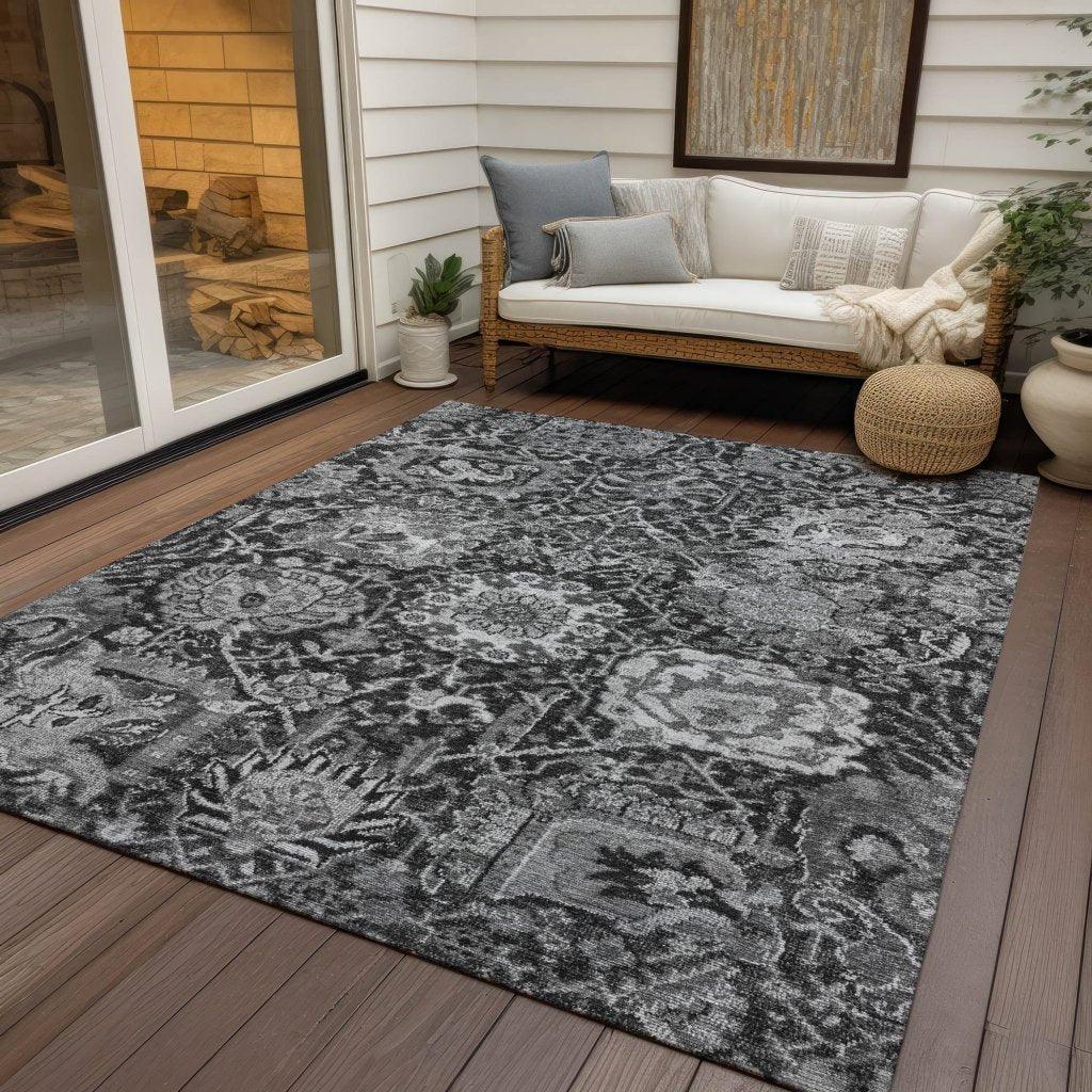 Lureva Gray Washable Indoor - Outdoor Rug - LOOMLAN - LOOMLAN Rugs - Outdoor Rugs