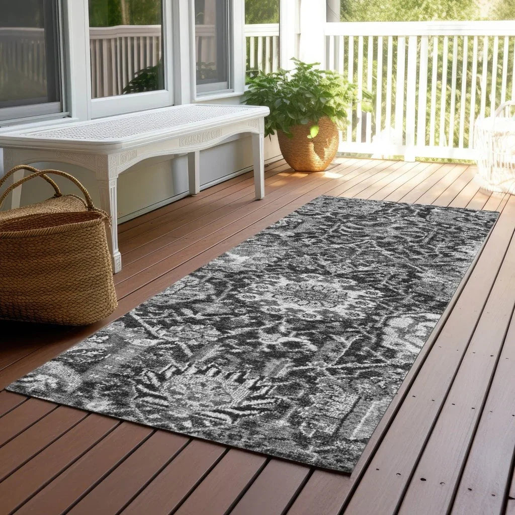 Lureva Gray Washable Indoor - Outdoor Rug - LOOMLAN - LOOMLAN Rugs - Outdoor Rugs