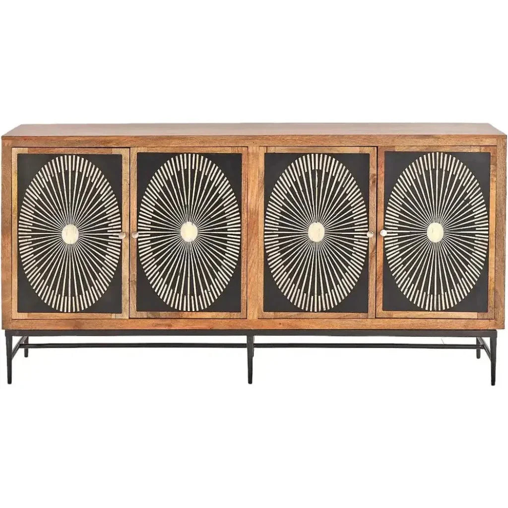 Dione Bone Inlay Designed 4 Door Sideboard - LOOMLAN - LOOMLAN - Sideboards