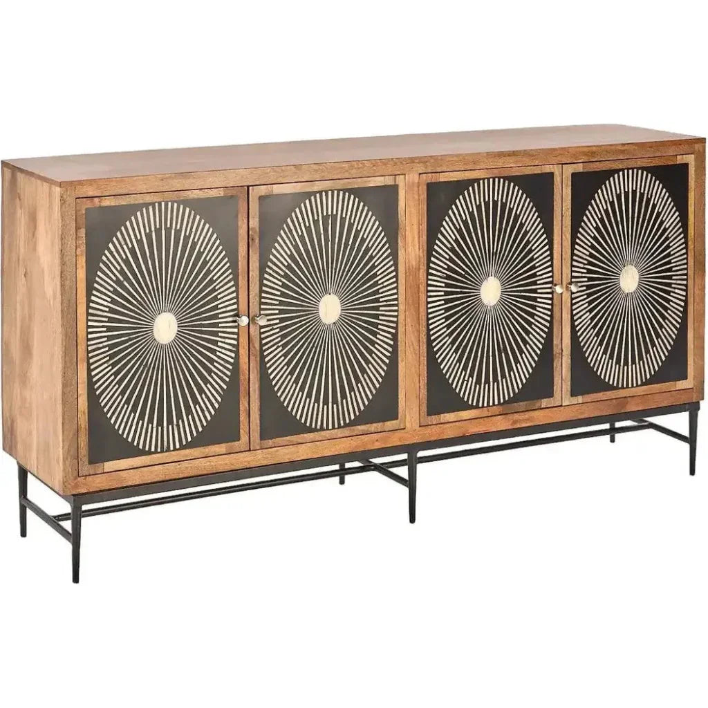 Dione Bone Inlay Designed 4 Door Sideboard - LOOMLAN - LOOMLAN - Sideboards