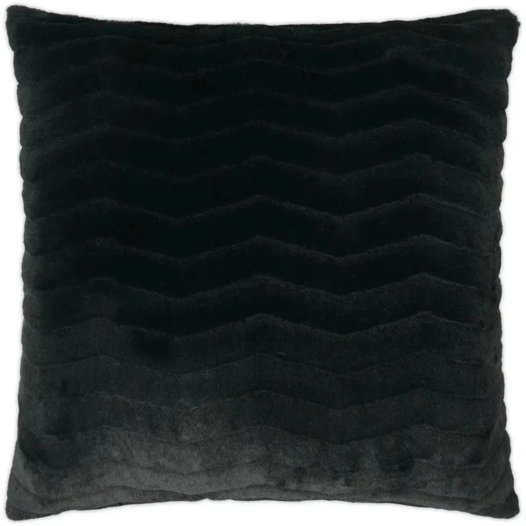 Lush Chevron Faux Fur Black Large Throw Pillow Insert - LOOMLAN - D.V. Kap - Throw Pillows