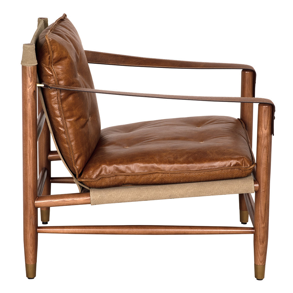 Luther Cuba Brown Leather Accent Chair
