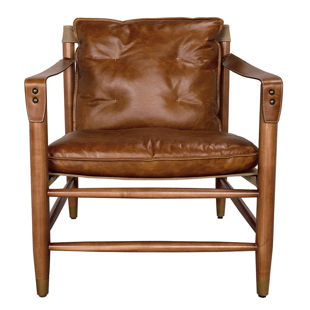 Luther Cuba Brown Leather Accent Chair