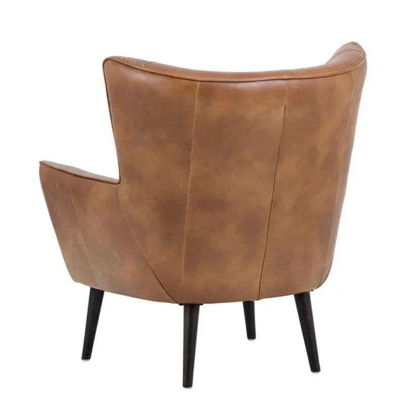 Luther Leather Lounge Chair Wood Legs - LOOMLAN - SUNPAN - Accent Chairs