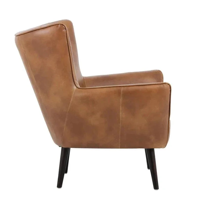 Luther Leather Lounge Chair Wood Legs - LOOMLAN - SUNPAN - Accent Chairs