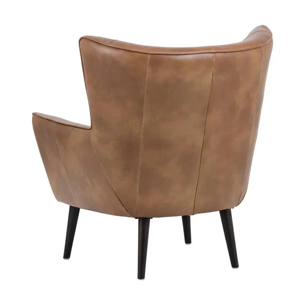 Luther Leather Lounge Chair Wood Legs - LOOMLAN - SUNPAN - Accent Chairs