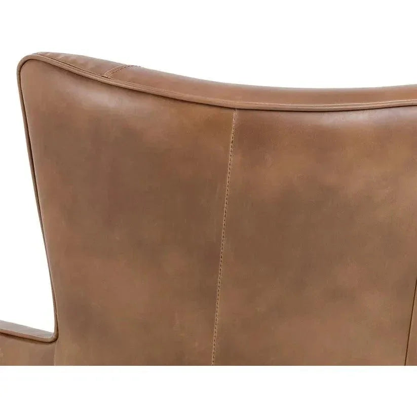 Luther Leather Lounge Chair Wood Legs - LOOMLAN - SUNPAN - Accent Chairs